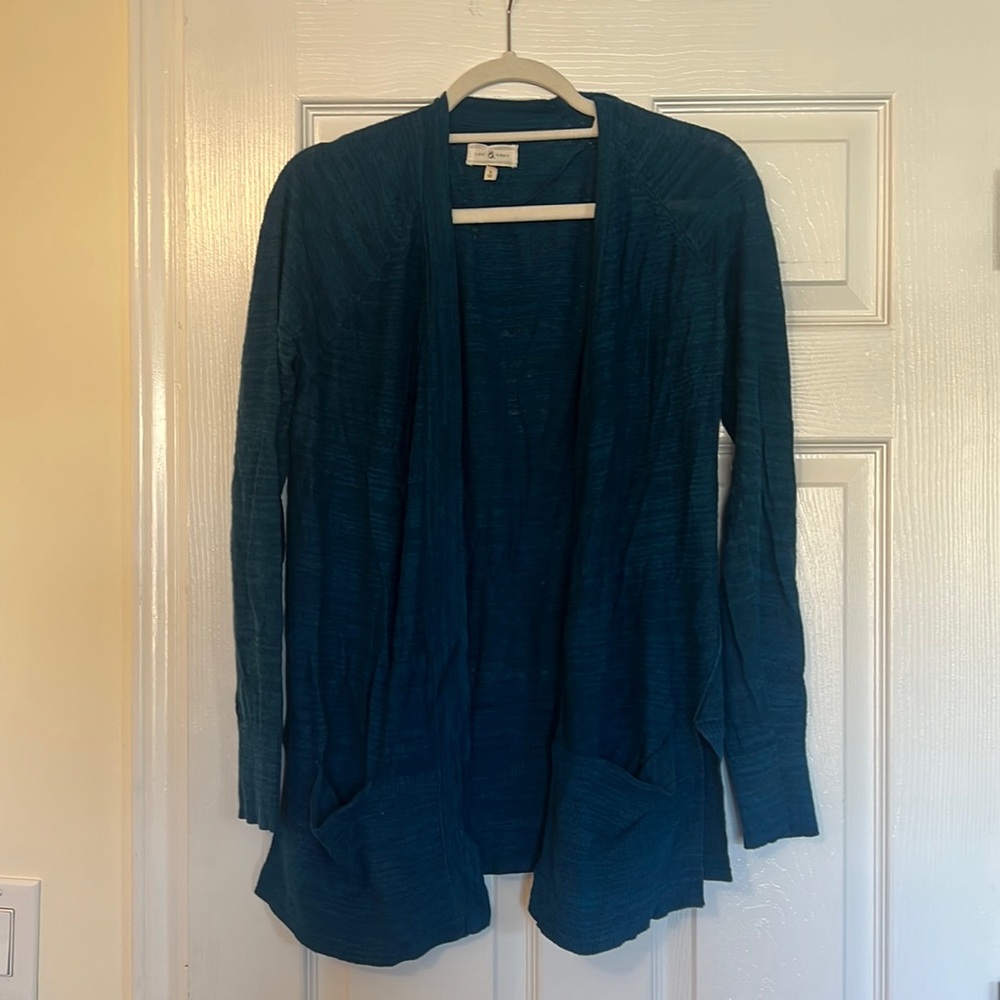 Lou & Grey Linen/Cotton Blue Cardigan